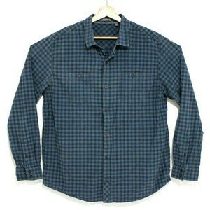 Toad & Co Mens Extra Large Blue Organic Cotton Plaid Flannel Button Down Shirt